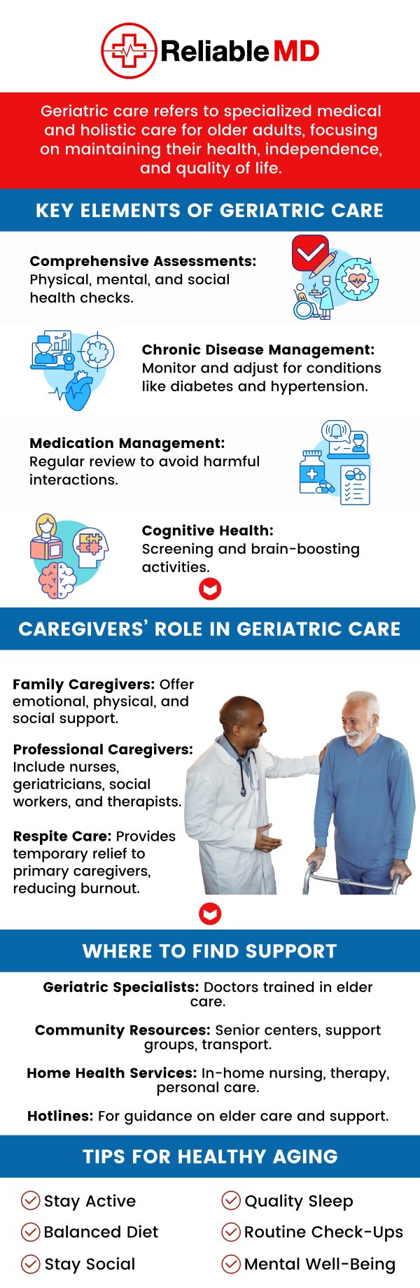 Geriatric doctors focus on the unique medical needs of older adults, helping seniors maintain independence, manage chronic conditions, and improve quality of life. At Reliable MD, Dr. Carlos Levy provides geriatric-focused primary care that addresses age-related health concerns such as mobility issues, cognitive changes, medication management, and preventive screenings. This approach supports long-term wellness while adapting care to each stage of aging. For more information, please contact us or schedule an appointment online. We are conveniently located at 2801 Fruitville Rd Unit 140, Sarasota, FL 34237.
